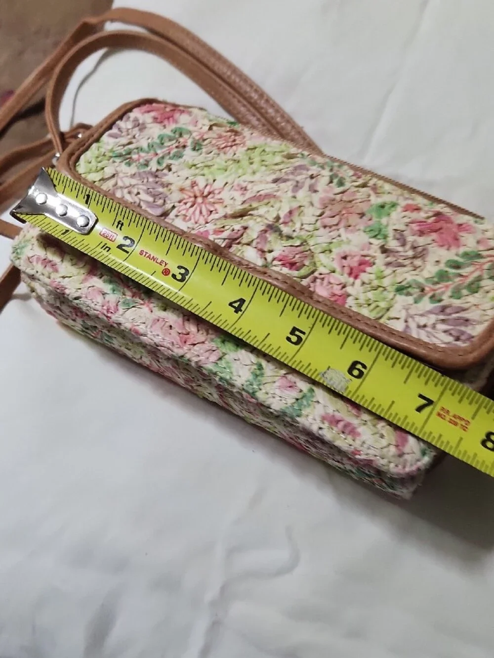 Bueno Floral Embroidered Crossbody in Pink, Green & Tan